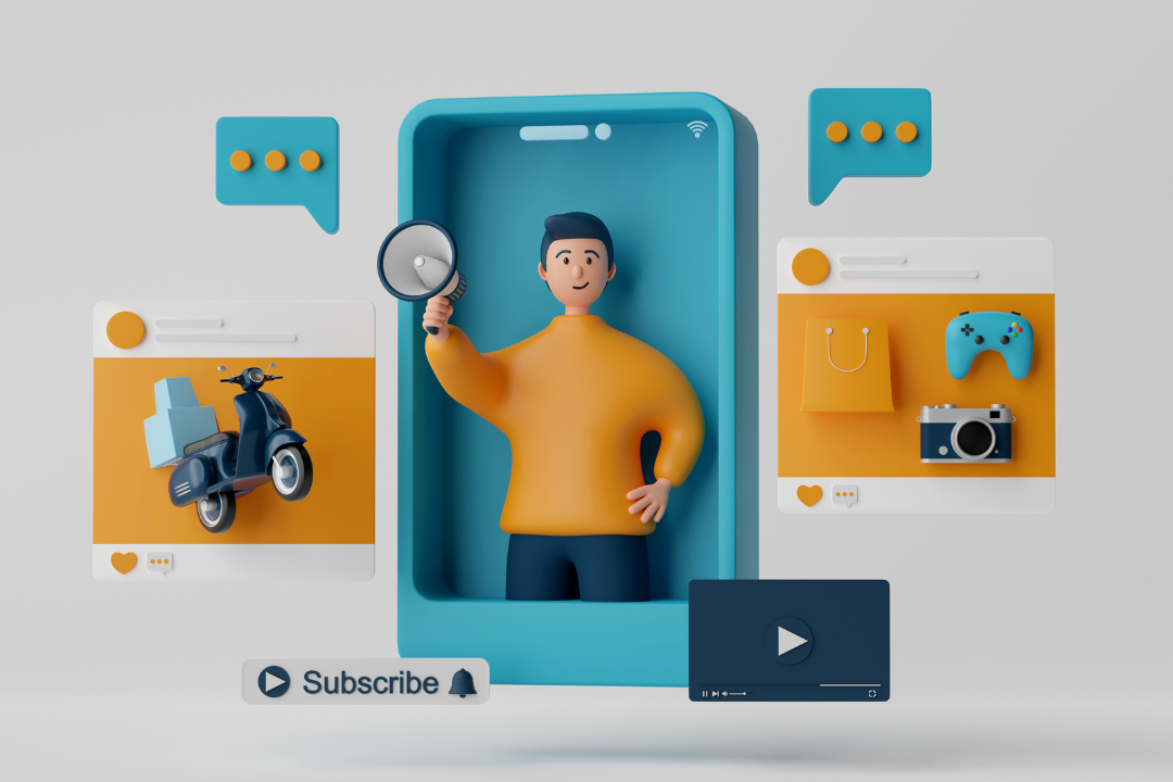 A dynamic social media feed showcasing user-generated content related to an e-commerce brand, including customer posts with product images, tagged mentions, and positive reviews.