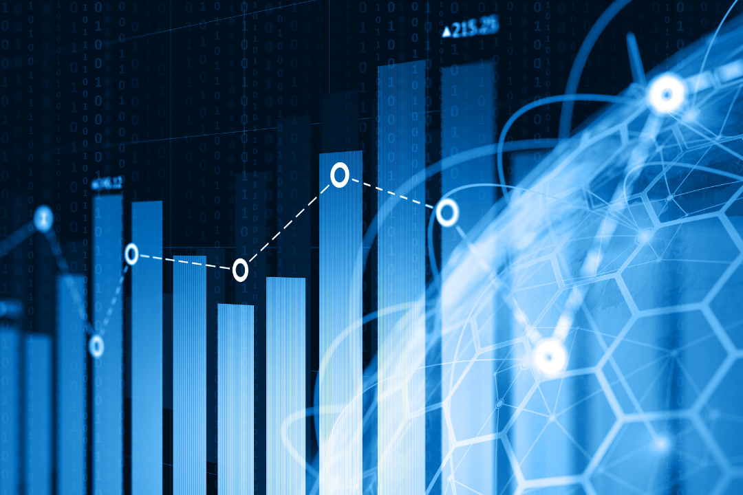 A professional digital marketing team analyzing SEO performance data on a computer screen, displaying charts, graphs, and keyword trends.