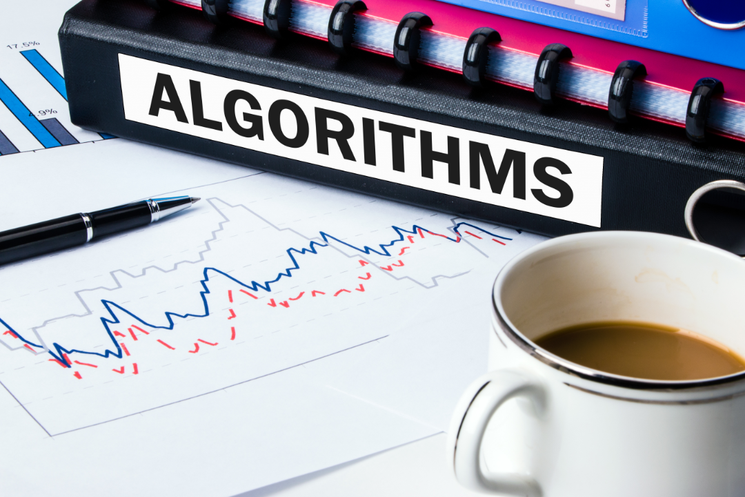 A digital illustration showcasing major Google algorithm updates, including Panda, Penguin, Hummingbird, RankBrain, and BERT, with a futuristic search engine interface.