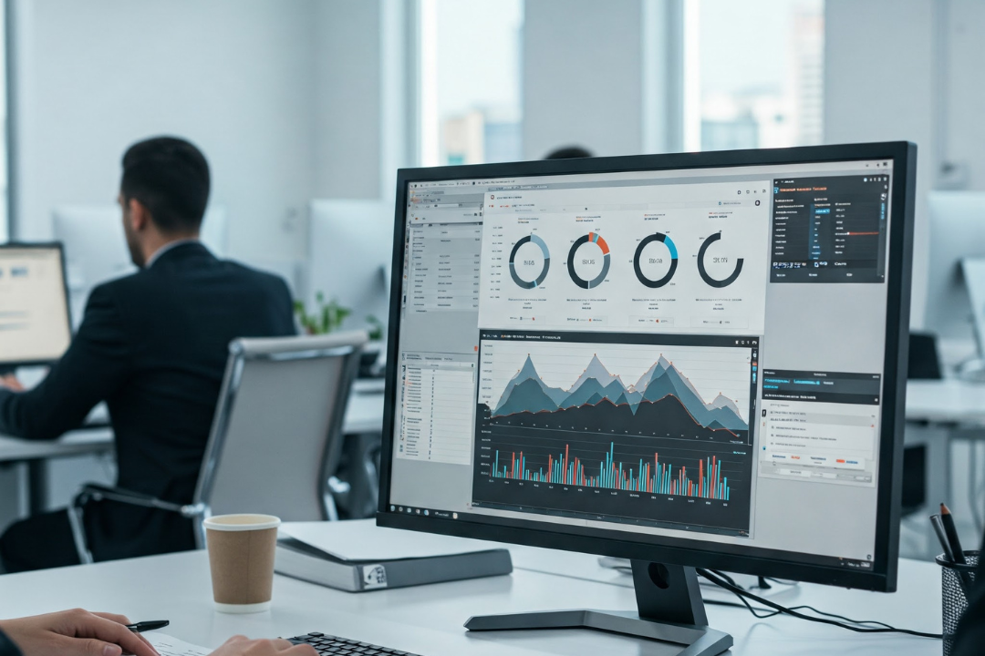AI-powered SEO dashboard with keyword analytics and user intent mapping in a modern interface