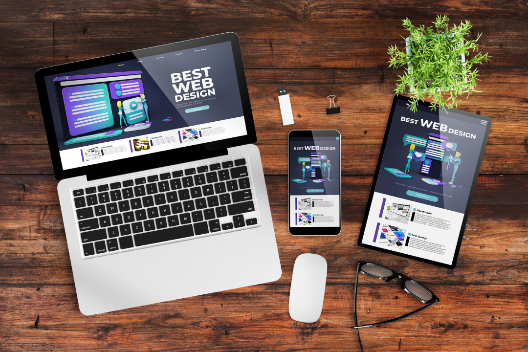 Abstract representation of a responsive mobile-optimized website layout.
