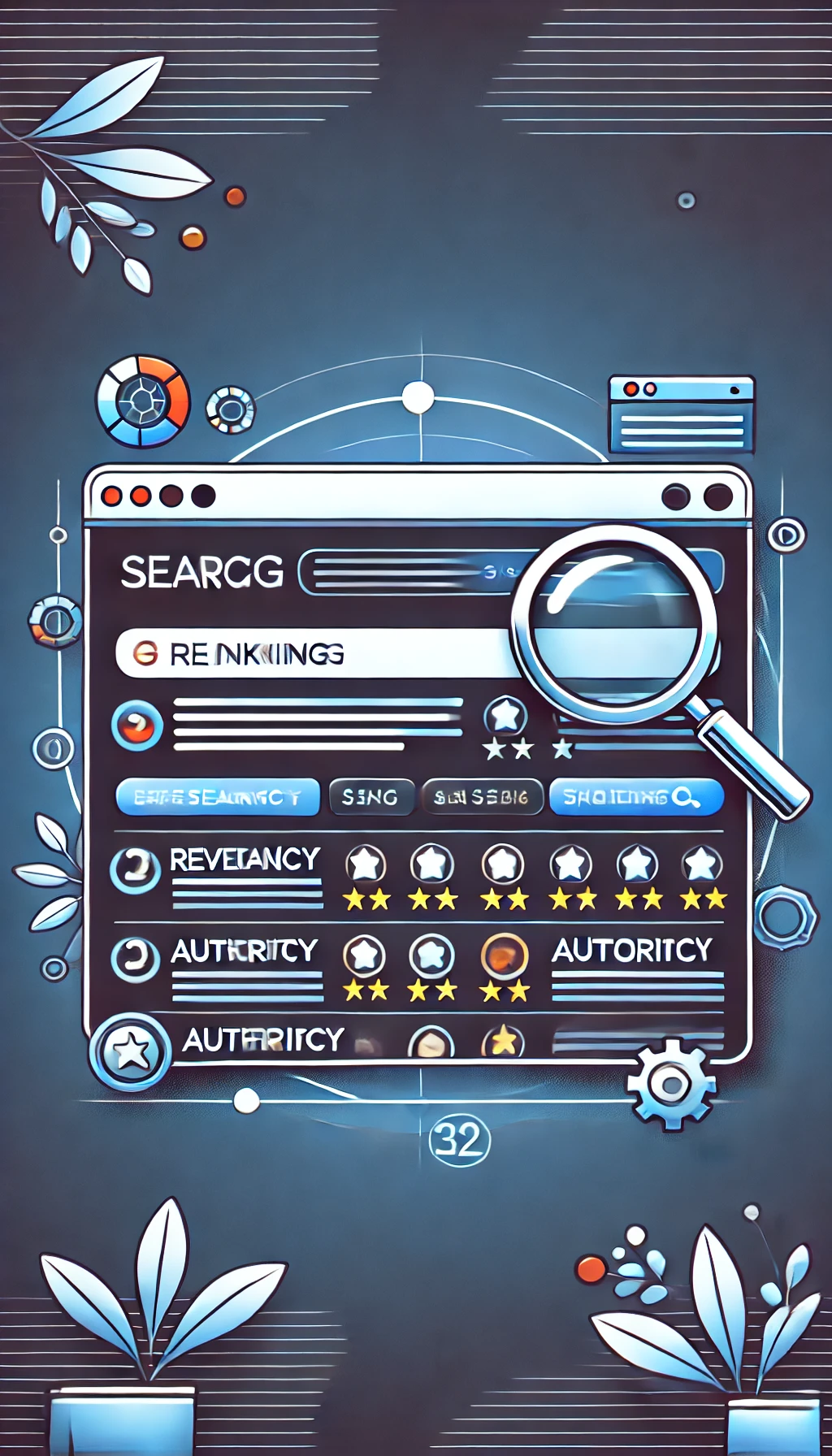 Search engine results page highlighting key ranking factors such as relevancy, authority, and user intent for better SEO understanding