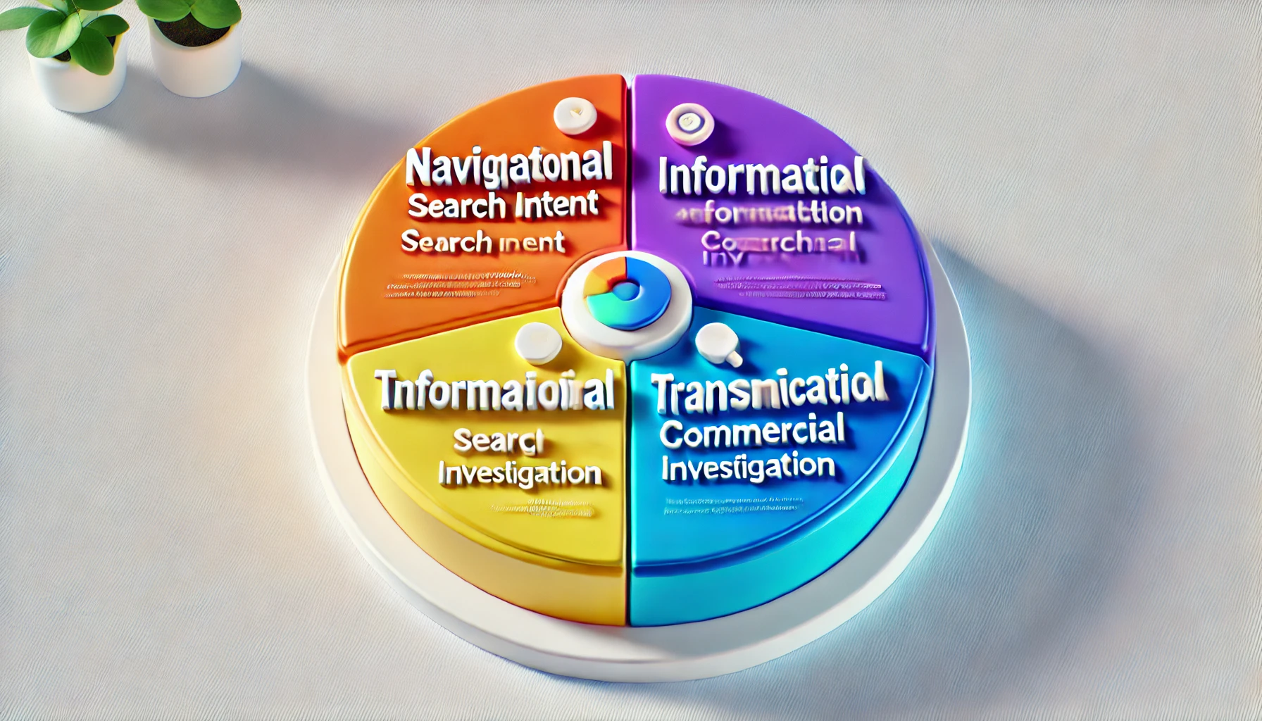 Infographic showing the four types of search intent in SEO: navigational, informational, transactional, and commercial investigation