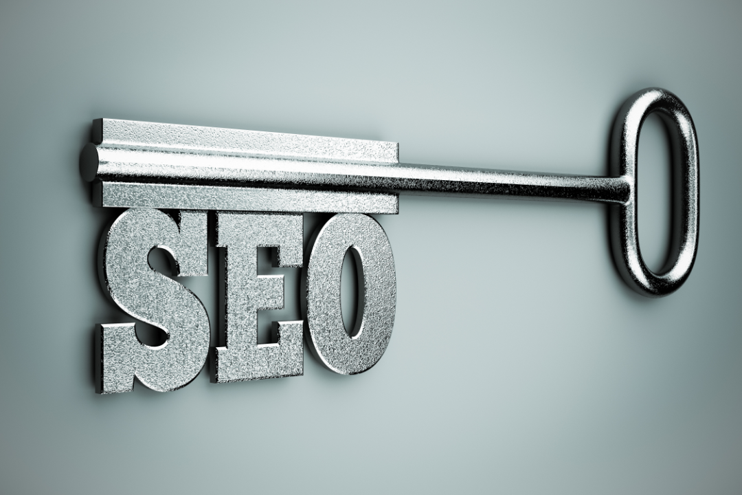 An infographic-style illustration showcasing key SEO metrics like organic traffic, click-through rate, and bounce rate, with data visualizations and arrows indicating trends.