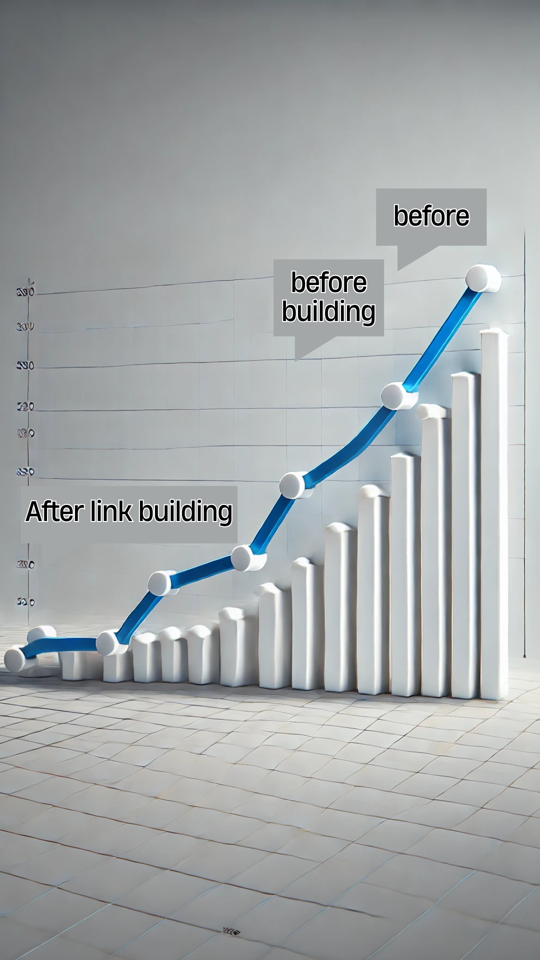 Graph showing traffic growth as a result of link building.